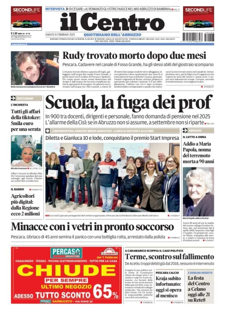 Prima-pagina-il centro-oggi-edizione-del-2025-02-08